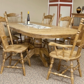 Double Pedestal country table - 42"x60"+3-12" leaves (Red Oak)